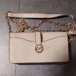 Beige  Anne Klien Crossbody Bag with Gold Chain